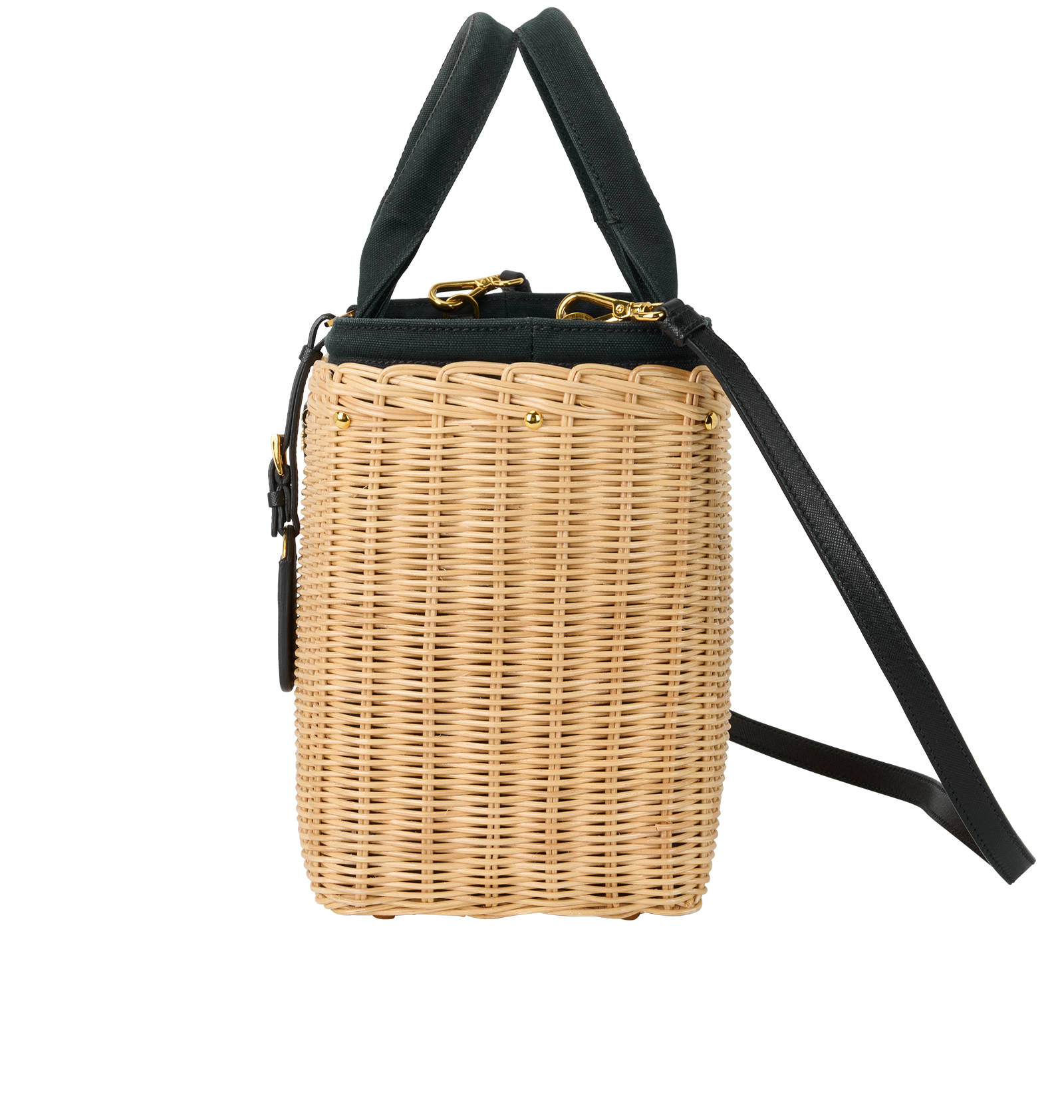 Capri 2015 Basket Tote, &pound;790, Handbags, Beige/Navy, Canvas/Wicker, Bottom view